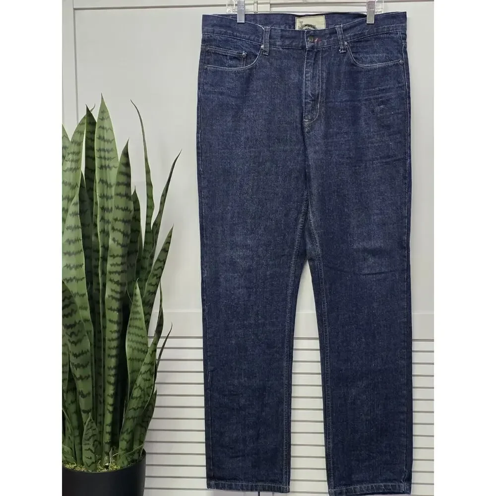 Jackson Straight Jeans Mens 36 X30 Blue Distressed 5 Pocket Retro Western Cowboy
